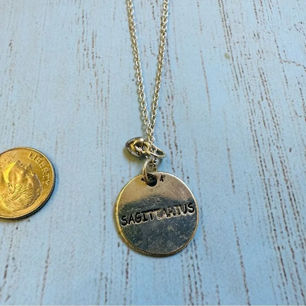 Silver‎ Sagittarius Double Sided Necklace